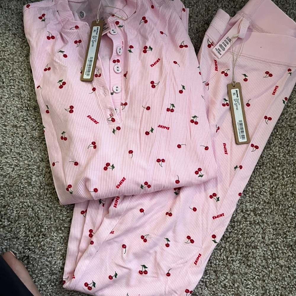 Pink Cherry Print Pajama Set